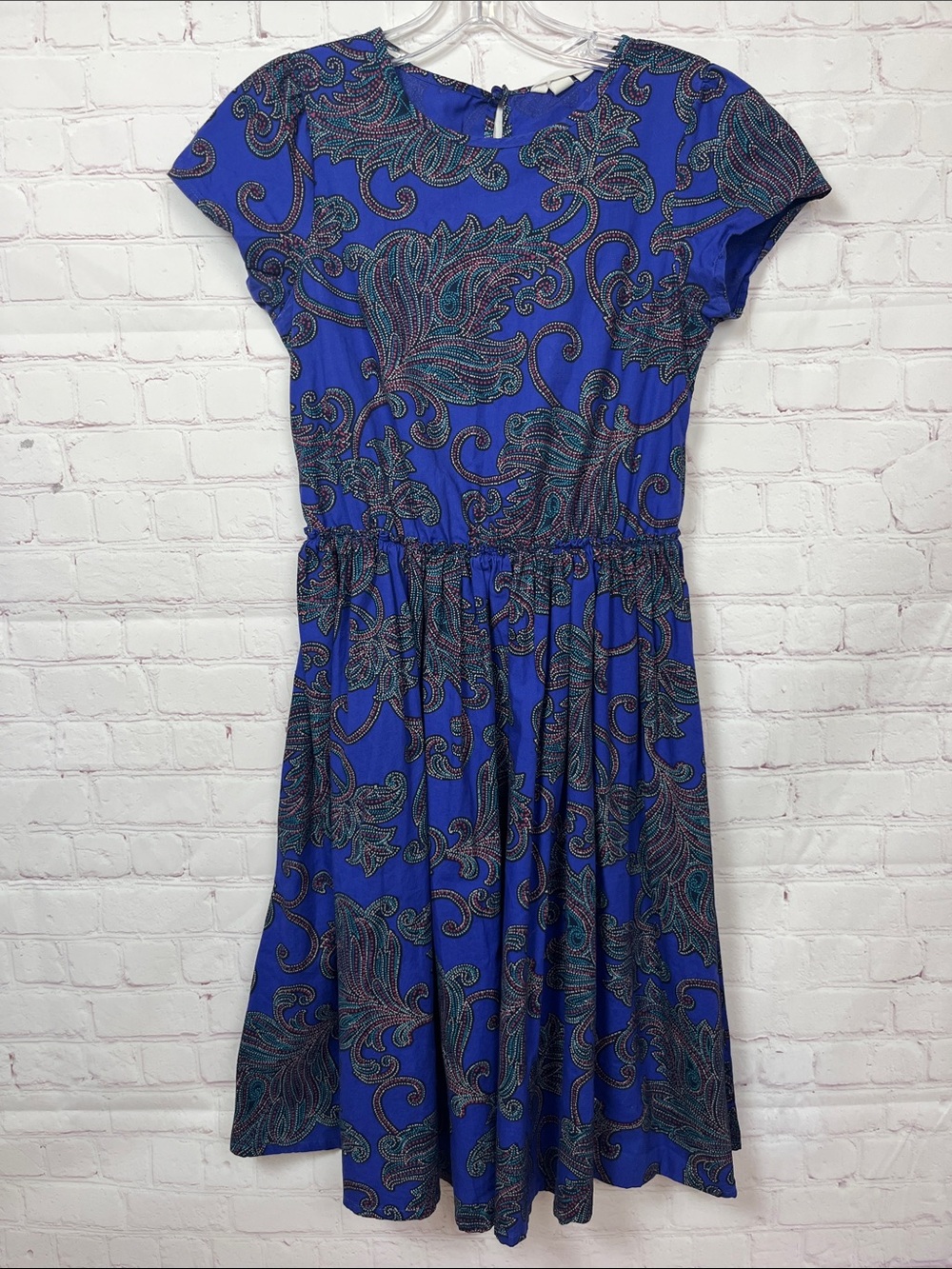 Lands' End Kids short Sleeve Gathered Waist Dress Size 14